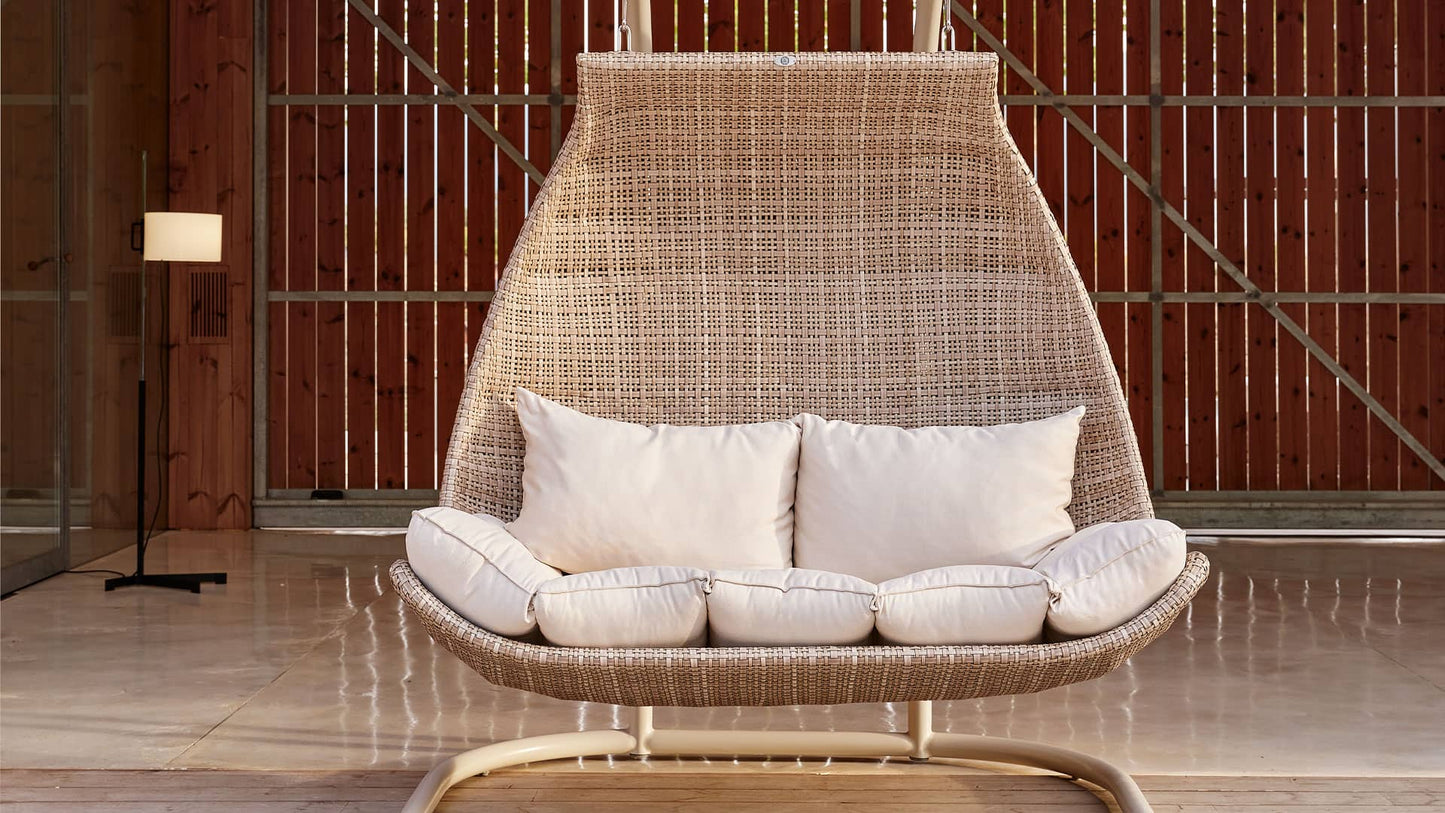 PALOMA IVORY NATURAL WOVEN DOUBLE HANGING CHAIR