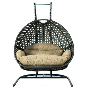 Modern Charcoal Wicker - Modular Double Hanging Chair - HangingComfort