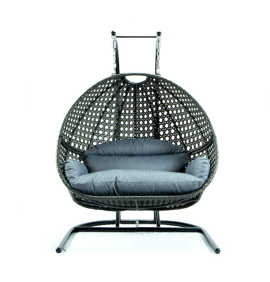 Modern Charcoal Wicker - Modular Double Hanging Chair - HangingComfort
