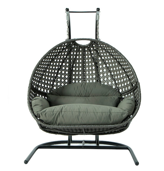 Modern Charcoal Wicker - Modular Double Hanging Chair - HangingComfort