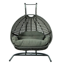 Load image into Gallery viewer, Modern Charcoal Wicker - Modular Double Hanging Chair - HangingComfort