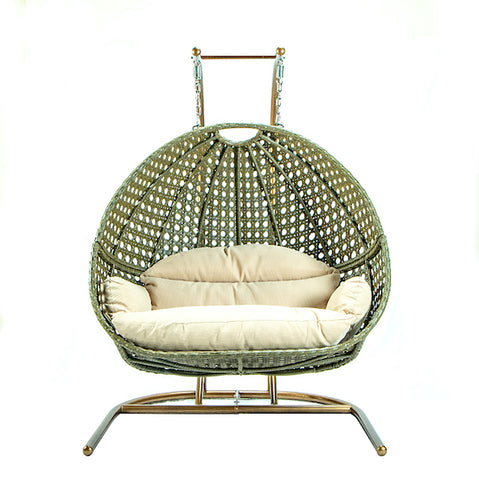 Modern Green Wicker - Modular Double Hanging Chair - HangingComfort