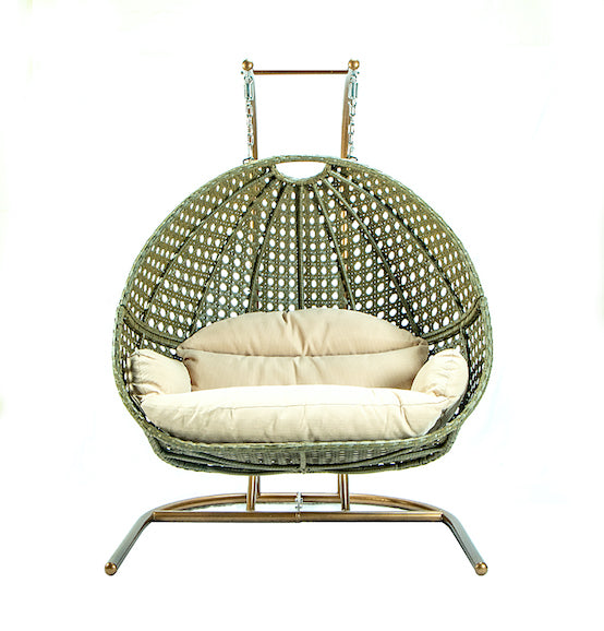 Modern Green Wicker - Modular Double Hanging Chair - HangingComfort