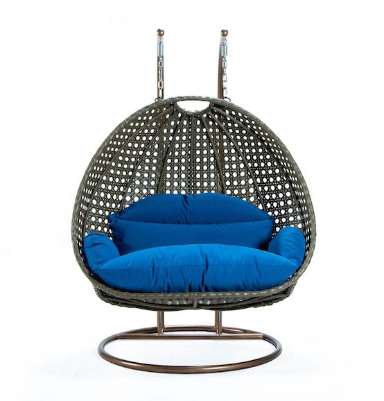 Modern Beige Wicker - Double Hanging Chair - HangingComfort