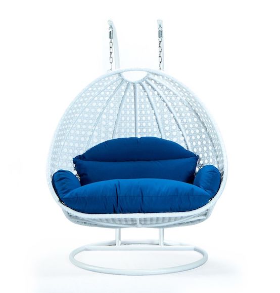Modern White Wicker - Double Hanging Chair - HangingComfort