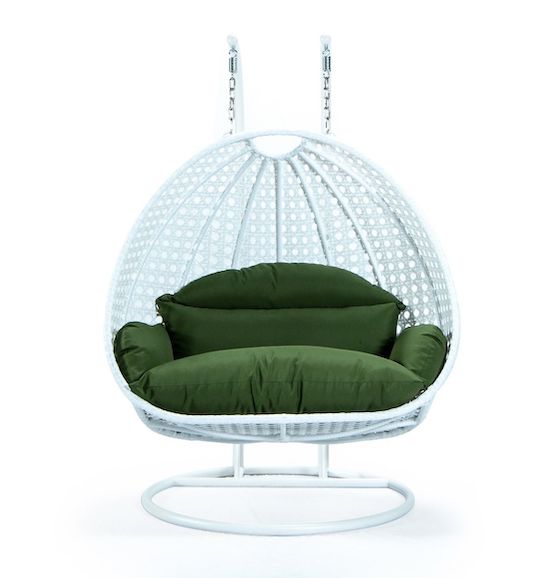 Modern White Wicker - Double Hanging Chair - HangingComfort