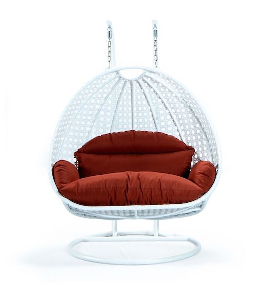 Modern White Wicker - Double Hanging Chair - HangingComfort