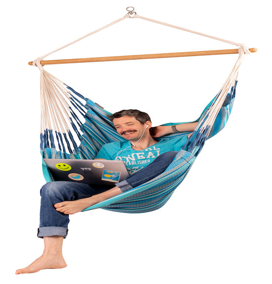 Habana - Azure - Organic Cotton Hammock Chair - HangingComfort