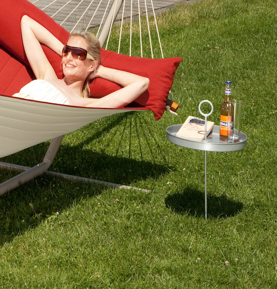 Mosero - Silver - Powder Coated Steel Hammock Table - HangingComfort
