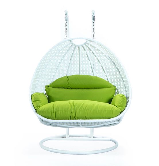 Modern White Wicker - Double Hanging Chair - HangingComfort