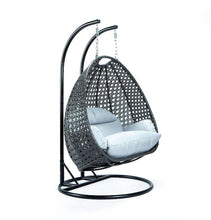 Load image into Gallery viewer, Modern Charcoal Wicker - Double Hanging Chair - HangingComfort