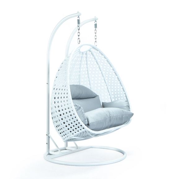Modern White Wicker - Double Hanging Chair - HangingComfort