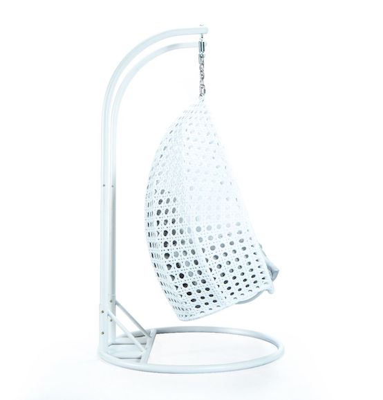 Modern White Wicker - Double Hanging Chair - HangingComfort