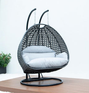 Modern Charcoal Wicker - Double Hanging Chair - HangingComfort