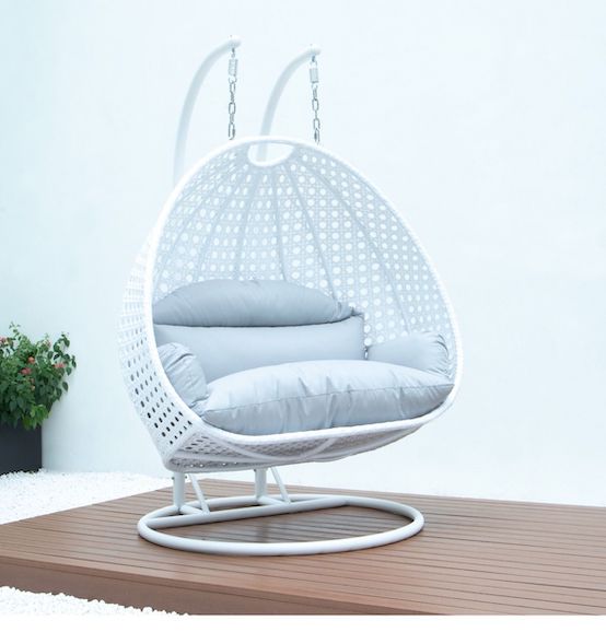 Modern White Wicker - Double Hanging Chair - HangingComfort