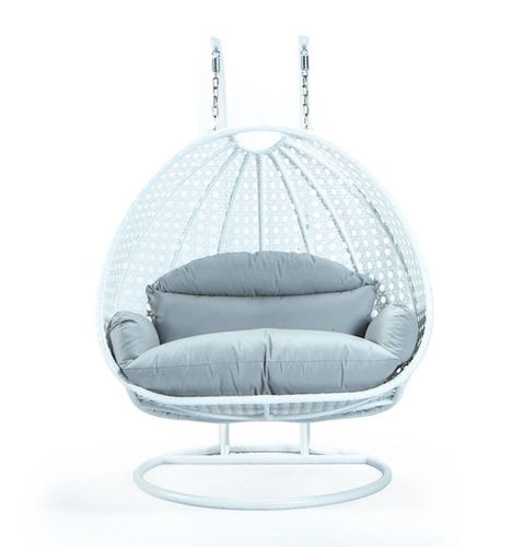 Modern White Wicker - Double Hanging Chair - HangingComfort