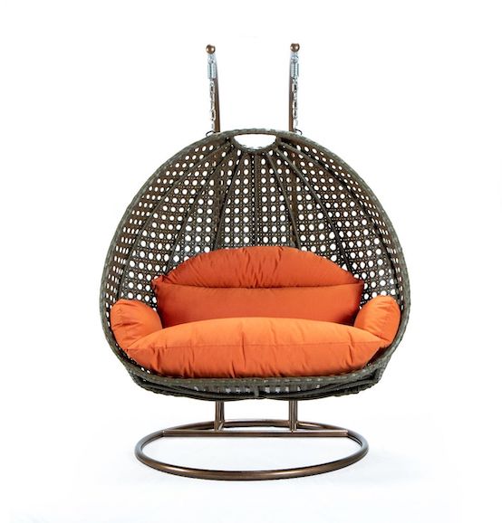 Modern Beige Wicker - Double Hanging Chair - HangingComfort