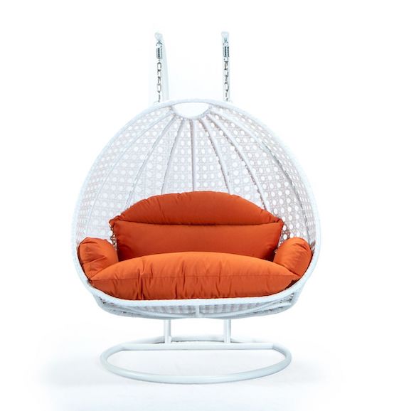 Modern White Wicker - Double Hanging Chair - HangingComfort