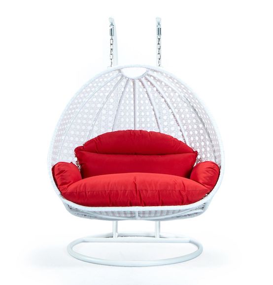 Modern White Wicker - Double Hanging Chair - HangingComfort